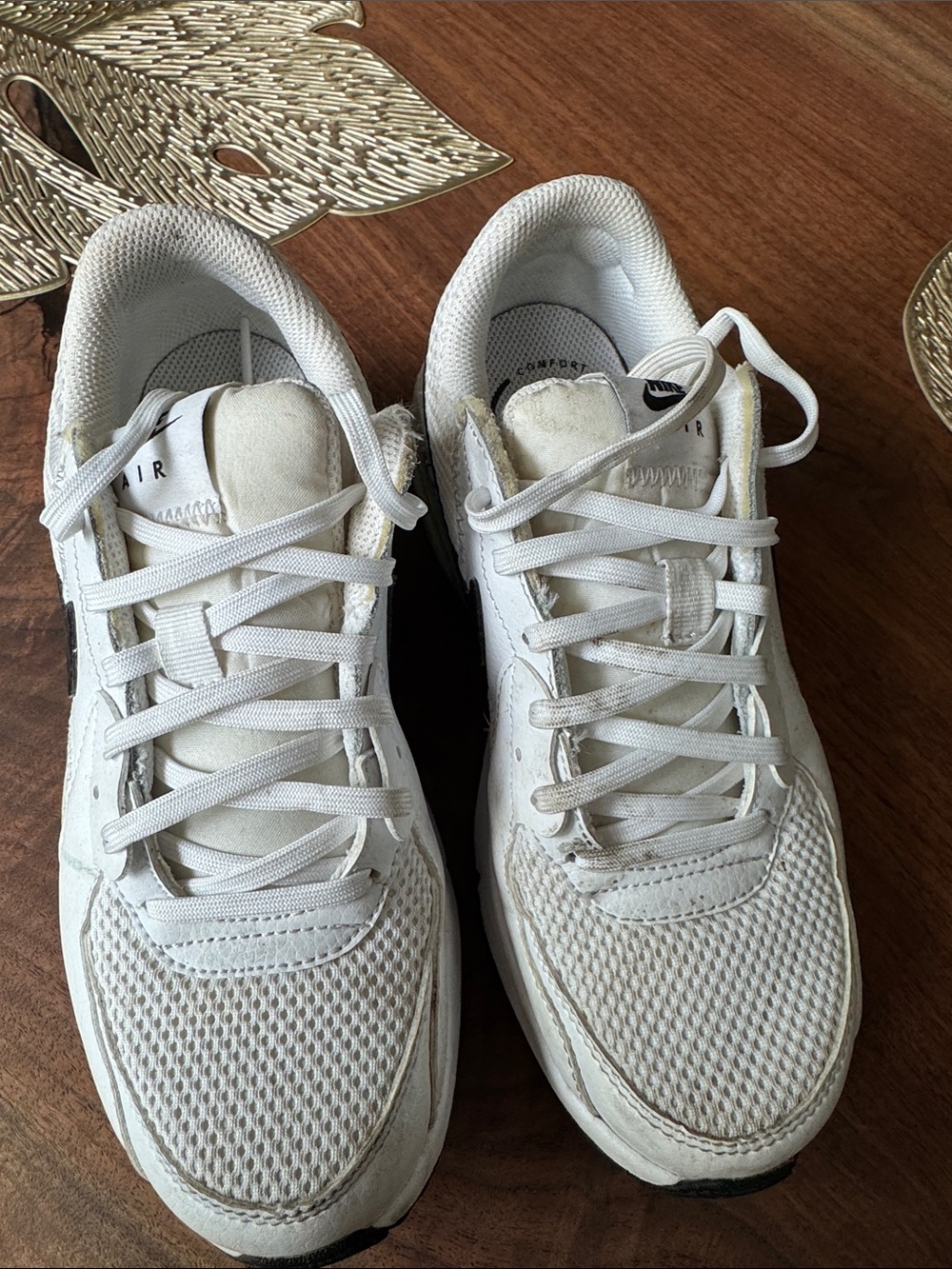 Nike Women's White Mesh and Leather Sneakers